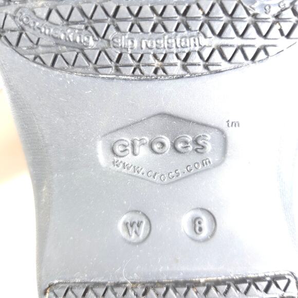 Crocs Casual Non Slip Slip On Mule Clog Womens Size 8 Black Floral Rubber - Picture 7 of 9